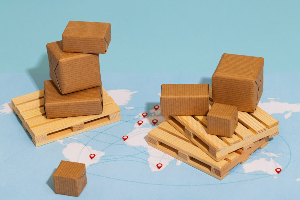 Illustration Supply chain representation still life
