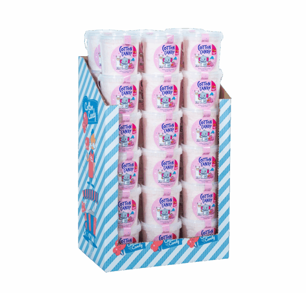 36 DISPLAY CASE COTTON CANDY BUCKET 150G STRAWBERRY 2