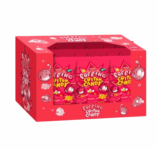 DISPLAY BOX 22 POPPING COTTON CANDY BAG 75G STRAWBERRY 2