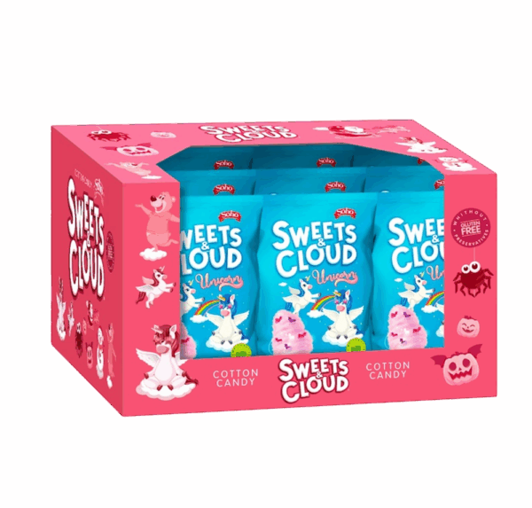 DISPLAY BOX 22 UNICORN COTTON CANDY BAG 75G 2