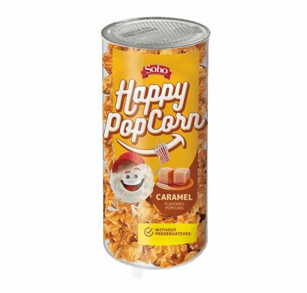 HAPPY POPCORN LONG TUBE CARAMEL 170G 2