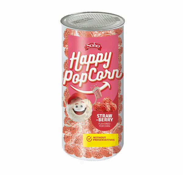 HAPPY POPCORN LONG TUBE FRAISE 170G 2
